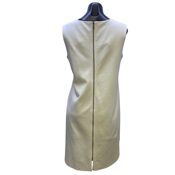 My Tribe Taupe & Cream Leather Front Shift Dress Size Small - Picture 3 of 6